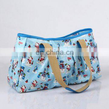 Fancy 2016 Snowman Printed Cotton Zipper Crossbody Bag Coated Handbag