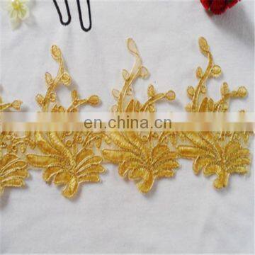 Gold embroidery bullion wire water soluble lace fabric decorative lace tape