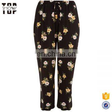 China Suppliers Floral Print Black Womens Plus Size Jogger Pants Women Joggers photo-4