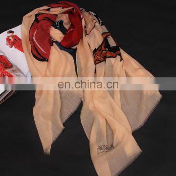 Inner Mongolia Thin Style Worsted 200s Pashmina Print Shawl Autumn Winter Women Warm Infinity Cashmere Scarf