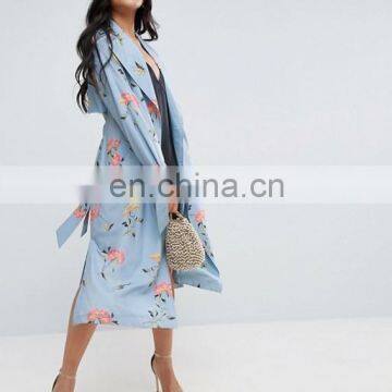 Wholesale New Fashion Autumn Printing Back Side Vent Bulk Ladies long Wind Coat