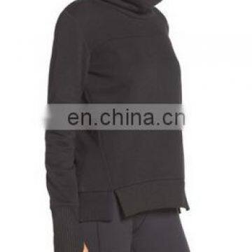 Wholesale Ladies Soft Cotton-Infused Pullover Long Sleeves With Thumbholes Cuffs High Funnel Neck Sweatshirt for Women photo-3