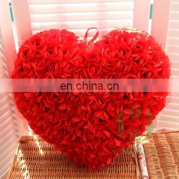 HI CE latest valentine's day gift red rose silk fabric heart-shaped wedding stage decoration with flowers