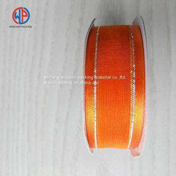 Top quality satin ribbon wired sheer ribbon / organza ribbon with satin edges