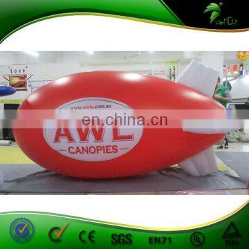 Customized Logo Large Red Inflatable Blimp With White Tails / Advertising Inflatable Helium Airship Balloon For Trade Show