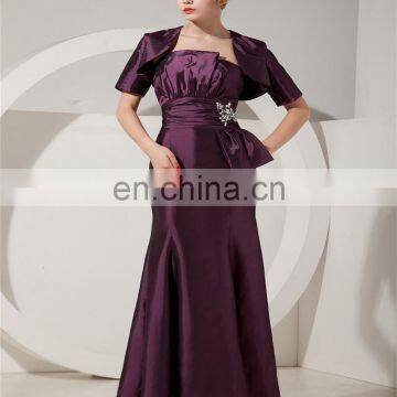 Purple Gorgeous Sleeveless Evening Gowns Beaded Floor Length Ruched Mother Of The Bride Dress With Jacket