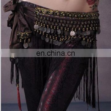 Bestdance Danse Du Ventre Belly Dance Costume Hip Scarf Tribal Fringe Tassel velvet Belt&Copper Coins