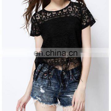 Stylish women short top with tassels