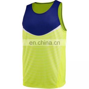 Dark Blue/ Fluo Green Mens Sports Tank Tops/ Newest Design 2015 Running Mens Tank Top photo-2