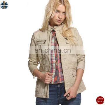 T-WJ001 Fashion Autumn Slim Fit Women Pocket Design Jacket