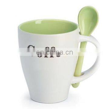 ceramic coffee mug with spoon for coffee