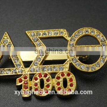 Imitation Gold Badge Clip Safety Pin with Rhinestone Decorative