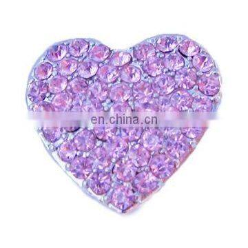 2013 fashion metal sparkly rhinestone pink heart button