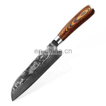 Multifunctional VG10 AUS10 japanese steel Damascus santoku knife