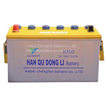 N100 dry charged battery lead acid auto starter car battery middle bus battery middle truck battery