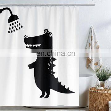 i@home black dinosaur custom digital print polyester 3d shower curtain bathroom cartoon