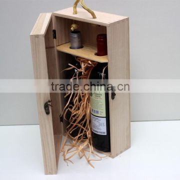 Double bottles pine wood wine box with silk printing logo