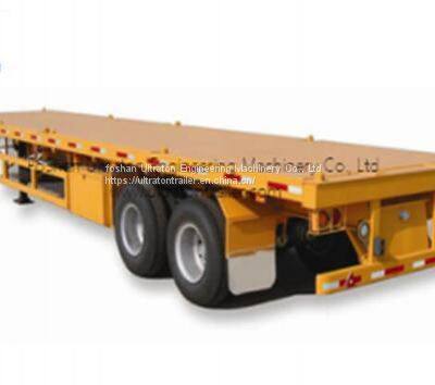 2 Axles 20ft Flatbed Container Transport Semi Truck Trailer