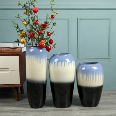 Jingdezhen Simple Modern Countryside Style Large Black Yellow Ceramic Vase For Garden