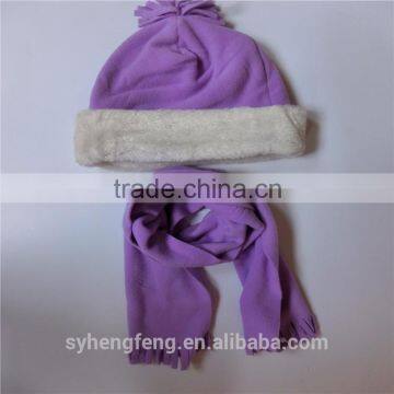 2016 Wholesale two-pieces fleece hat and scarf