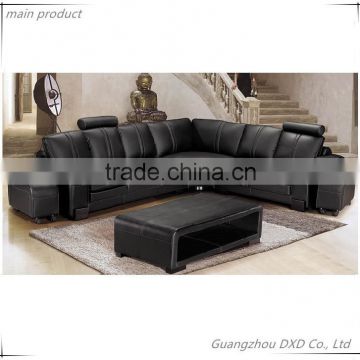 Amercian style leather Sofa with big corner and coffee table in furniture