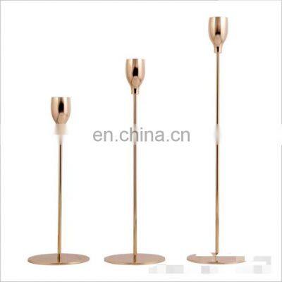 Top 1 Set of 3 Antique Wedding Gold Tapered Candle Holder Metal Candle stick Candlestick Holder For Home Decoration