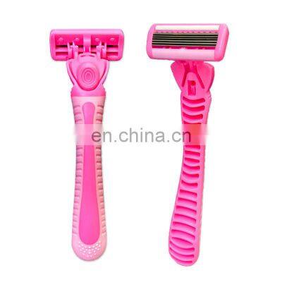 Replacement Shaver face razor Six Blade Razor Factory Women Razor Pink  Rubber Sharp Blade body leg bikini shaver