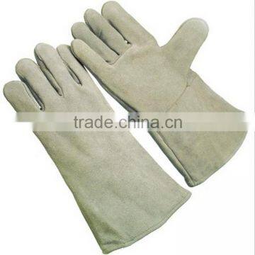 Natural cow split leather long welding gloves