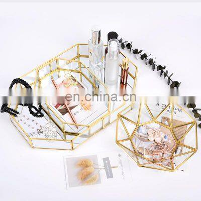 Mirror Tray Nordic Modern Perfume Vanity Home Decor Round Jewelry Glass Luxury Gold Metal Acrylic Serving Decorative Mirror Tray