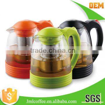 tea glass with filter,glass tea maker,auto-open lid tea pot,colorful tea pot