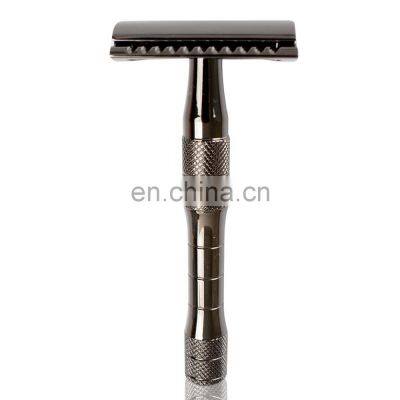 Private Label Double Edge Matte Black Safety Shaver Butterfly Razor