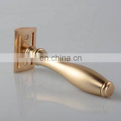 Men Luxury Shaver Matte Gold Metal Handle Singe Blade Shaving Safety Razor photo-3