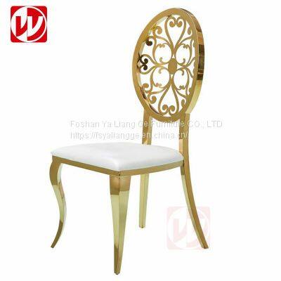 Foshan Factory Price Cheap Banquet Wedding Chair Gold Stainless Steel Dining Chair