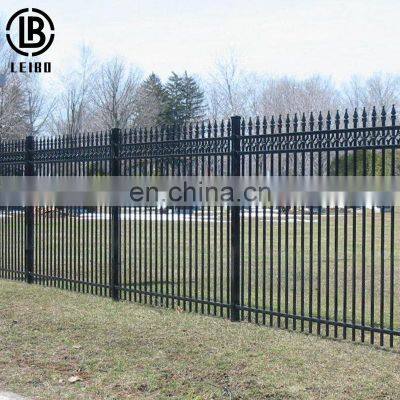 China Black Powder Coated Wrought Iron Galvanized Steel Garden Fence