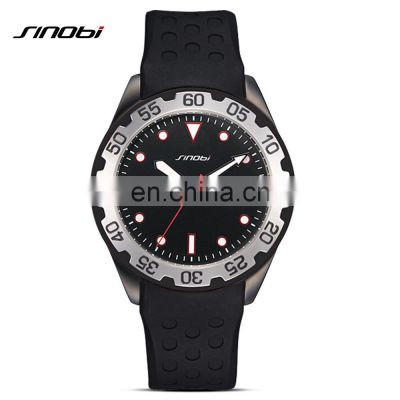 SINOBI Creative Men's Sport Watch 316L Stainless Steel Case Silicone Ban Luminous Pointer & Index Japanese Quartz Movement 1241G