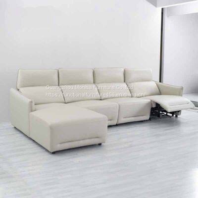 New Designer Italian Corner L-Shaped Sofa Electric Function Rear Lying Headrest Adjustable Sofa Combination