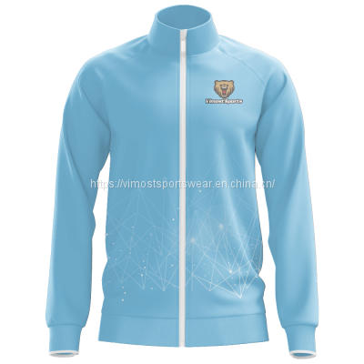 polyester blue jacket with full customization and sublimation