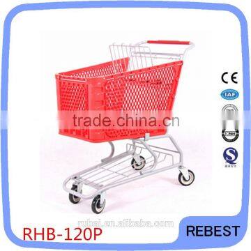 American style Zinc plate plastic shopping cart