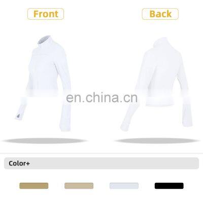 Wholesale UV Protection Women Full Zipper Yoga Tops Gym Long Sleeve Lightweight Jackets photo-3