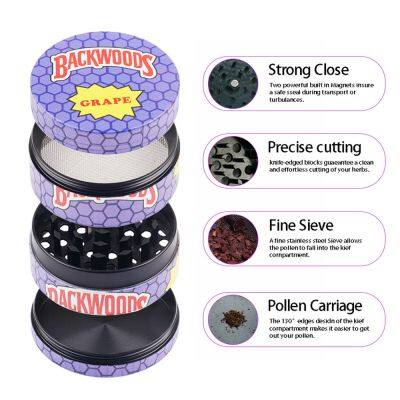 Wholesale OEM Custom Logo 40mm 50mm 55mm 63mm 75mm Metal Dry Aluminum Herbal Crusher Smoking 4 Layer photo-5