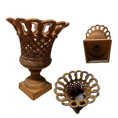 Antique Style Garden Planter Antique Brown Cast Metal - Flower Pot Plant Pot photo-2
