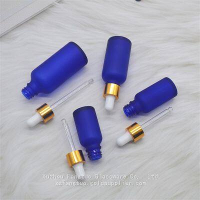 Diamond Blue Color Glass Dropper Bottle Frosted Matte Blue Empty Dropper Bottles 5-100ml photo-3