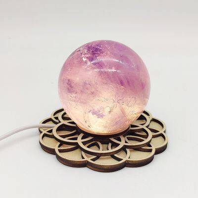 Solid wood 3D creative LED small night light Lamp Romantic flower of life crystal ornaments base bedroom Lights