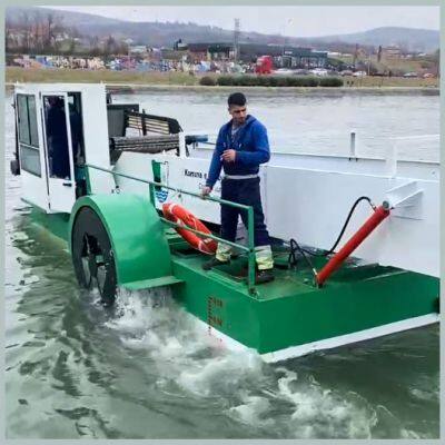 Лодка-резак водных сорняков, плавающий комбайн для сбора водных сорняков
