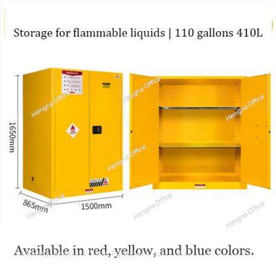 Gabinete de segurança comercial de 110 galões - Armazenamento de produtos químicos de grande volume, capacidade de 415L, portas duplas, cor amarela, Hengna Office Furniture photo-3