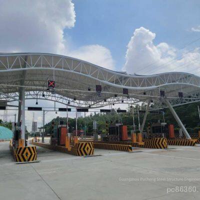 Export Bolt - Ball Grid Gas Stations, Pipe Truss Gas Station Canopies Are Easy to Install for Overseas Projects. Large - Span Canopies Are Processed With Light Self - Weight Structure. Choose Guangzhou Pucheng. photo-4