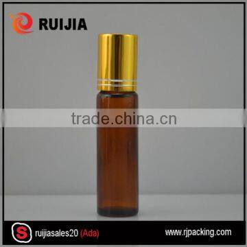 Wholesale empty body oil 10ml amber glass roll on bottle