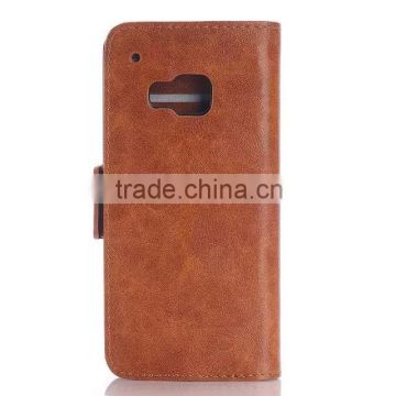 popular Oil wax stand Genuine leather case for HTC M9