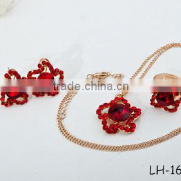 Bridal Ruby Red Necklace Earring Set Lateat Design Jewelry Set