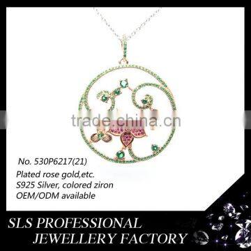 2015 Round Flower charm pendants with colorful stones window pendant for Jewelry Necklace